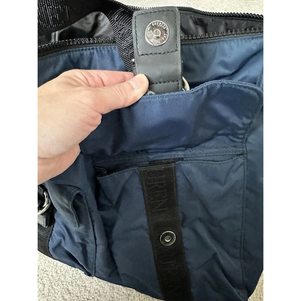 Lauren Ralph Lauren Navy Blue Nylon Duffel Overnight Weekend Travel Tote Bag